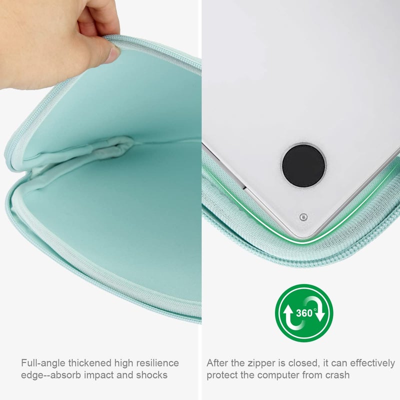 Arvok 11 11.6 12 Inch Laptop Sleeve Case for MacBook Air 12, Water-Resistant Neoprene Notebook Computer Tablet Sleeve, Carrying Bag Cover for Chromebook/HP/Dell/Lenovo/Asus/Acer, Light Green - Image 3